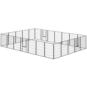 PawHut Dog Playpen for Indoor Outdoor, 24 Panels 39" H Puppy Playpen with Lockable Door, DIY Shape Pet Exercise Fence, Black