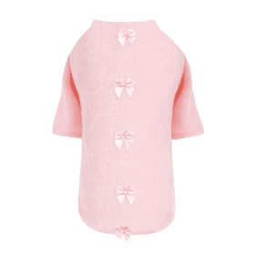 Dainty Bow Sweater (Color: Peach, size: SM)