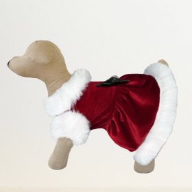 Santa Baby Dog Dress (Color: Red & White, size: XS)
